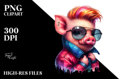 Cute Baby Pig Model with Cool Haircut PNG Product Image 2