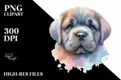 Cute Pastel Mastiff Watercolor Clipart Product Image 1