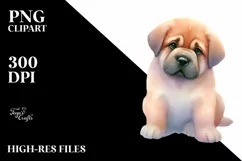Cute Pastel Mastiff Watercolor Clipart Product Image 1