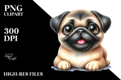 Cute Pug with Watercolor PNG Product Image 2