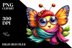 Funny Cute Butterfly with Scarf and Sunglasses Product Image 1