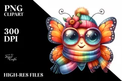 Funny Cute Butterfly with Scarf and Sunglasses Product Image 1