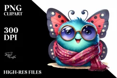 Funny Cute Butterfly with Scarf and Sunglasses Product Image 3