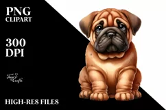 Watercolor Funny Bullmastiff Clipart Product Image 3