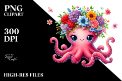 Cute Cartoon-Style Octopus Sitting PNG Product Image 2