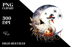 Eerie Swan on Half Moon with Spiders PNG Product Image 2