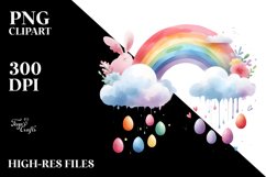 Simple Washed Watercolor Clouds with Easter Eggs Product Image 2