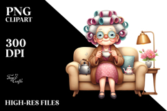 Gnome House Illustration | Tea Cup Sofa Scene | Clipart Product Image 2