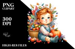Quirky Baby with Autumn Vegetables | Clipart Product Image 1
