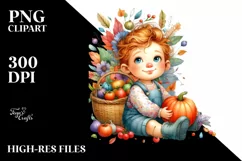 Quirky Baby with Autumn Vegetables | Clipart Product Image 1
