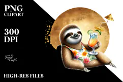 Funky Sloth in Beachwear, Transparent PNG Product Image 2