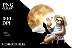 Happy Sloths in Beachwear, Gold Foil Circle PNG Product Image 2