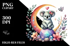 Baby Koala Moon Heart PNG Product Image 2