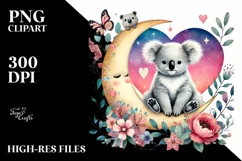 Cute Boho Baby Koala Heart PNG Product Image 2