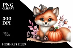 Cute Baby Fox, Watercolor PNG Product Image 3