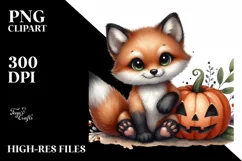 Cute Baby Fox, Watercolor PNG Product Image 1