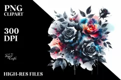 dWatercolor Black Roses | Vibrant Abstract Painting | Product Image 1