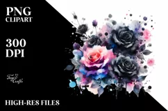 dWatercolor Black Roses | Vibrant Abstract Painting | Product Image 1