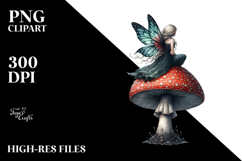 Creative Gothic Fairy on Mushroom, PNG Product Image 2