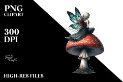 Creative Gothic Fairy on Mushroom, PNG Product Image 2