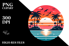 Retro Tropical Island Sunset, PNG Product Image 2