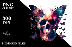 Grungy Skull Butterfly with Silhouettes,Transparent PNG Product Image 2