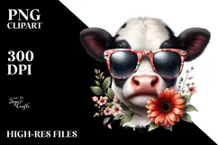 Funny Baby Cow with Sunglasses, PNG Product Image 2