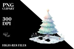 Colorful Watercolor Christmas Tree, Transparent PNG Product Image 2
