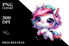 Cute Baby Unicorn Playing with Cool Haircut PNG Product Image 2