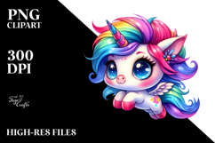 Cute Baby Unicorn Playing with Cool Haircut PNG Product Image 2