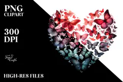 Heart with Butterflies Silhouettes PNG Product Image 2