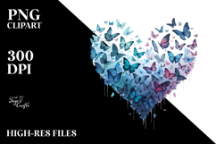 Heart with Butterflies Silhouettes PNG Product Image 2