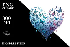 Heart with Butterflies Silhouettes PNG Product Image 2