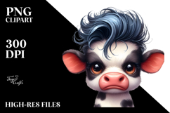Baby Cow with Cool Hair, PNG Product Image 2