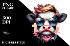 Baby Cow with Cool Hair, PNG Product Image 2
