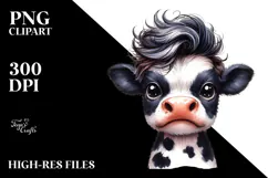 Baby Cow with Cool Hair, PNG Product Image 2
