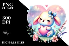 Baby Bunny with Heart, Watercolor PNG Product Image 2
