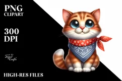 Funny Cat Sitting with Bandana and Goofy Smile Clipart Product Image 3