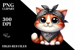 Funny Cat Sitting with Bandana and Goofy Smile Clipart Product Image 3
