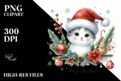 Festive Christmas Cat, Transparent PNG Product Image 1