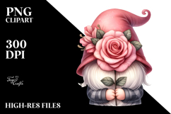 Cute Gnome with Big Hat and Rose PNG Product Image 2