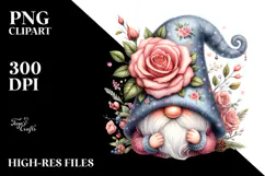 Cute Gnome with Big Hat and Rose PNG Product Image 2