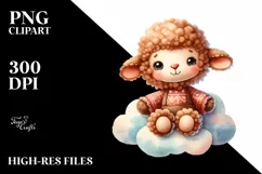 Smiling Cute Baby Old Plush Lamb | Sublimation | Clipart Product Image 1