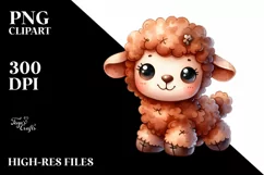 Smiling Cute Baby Old Plush Lamb | Sublimation | Clipart Product Image 1