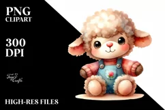 Smiling Cute Baby Old Plush Lamb | Sublimation | Clipart Product Image 1