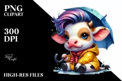 Cute Baby Cow Raincoat PNG Product Image 3