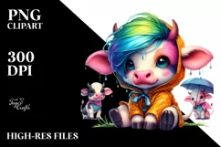 Cute Baby Cow Playing PNG Product Image 1