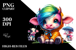Cute Baby Cow Playing PNG Product Image 2