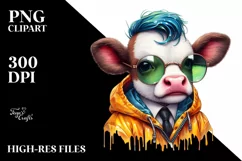 Cute Baby Cow Playing PNG Product Image 1