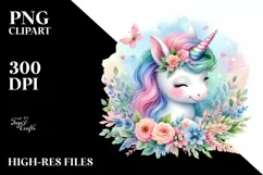 Baby Unicorn Pastel Watercolor Product Image 1